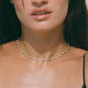 Bettina White Enamel Beaded Choker Necklace, view 20