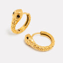 Eugenie Snake Chunky Huggie Hoop Earrings, view 4
