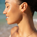 Eugenie Snake Chunky Huggie Hoop Earrings, view 3