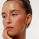 Eugenie Snake Chunky Huggie Hoop Earrings, view 2