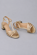 Leona low block heel sandals with multi-strap T-strap design, view 6