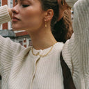 Rosella Rosé Oval Stone Hoop Drop Earrings, view 5