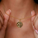 Lottie Hammered Gold Pendant Necklace, view 6