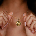 Lottie Hammered Gold Pendant Necklace, view 11