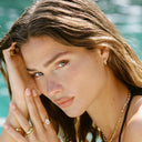 Eleni Gold Zircon Small Hoop Earrings, view 4