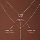 Maria Gold Bar Necklace with White Zircon Stones, view 3