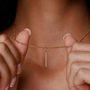Maria Gold Bar Necklace with White Zircon Stones, view 2