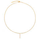 Maria Gold Bar Necklace with White Zircon Stones, view 7