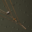 Maria Gold Bar Necklace with White Zircon Stones, view 4
