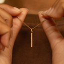 Maria Gold Bar Necklace with White Zircon Stones