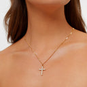 Sabine Gold Zircon Cross Pendant Necklace, view 6