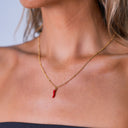 Ines Red Chilli Pepper Charm Necklace, view 10