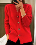 Liorah Elegant Heart Button Cardigan