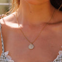 Nadia Saint Christopher Medallion Necklace with Pearl, view 3
