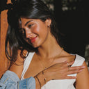 Lyra White Zircon Huggie Hoop Earrings, view 4