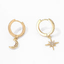 Seraphine Crescent Moon and Star Dangle Earrings, view 4