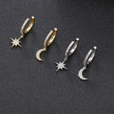 Seraphine Crescent Moon and Star Dangle Earrings, view 5