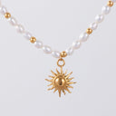Zoe Freshwater Pearl & Gold Bead Necklace, view 5