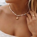 Zoe Freshwater Pearl & Gold Bead Necklace
