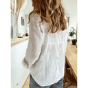 Darla linen blouse with half sleeves and button placket, view 13