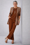 Annora three piece set with longline cardigan and elasticated waist printed trousers, view 9