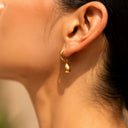 Madison Smooth Sculptural Drop Hoop Earrings, view 8