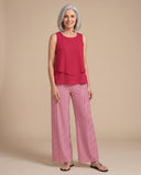Adalyn raspberry sleeveless top with striped wide-leg trousers