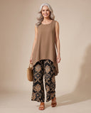 Acacia boho tunic top with ornamental print wide-leg trousers