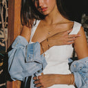 Estella Thin Open Cuff Bracelet with White Zircon, view 3