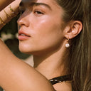 Farah Gold Tiny Freshwater Pearl Hoop Earrings, view 3