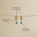 Marisol Gold Turquoise Drop Hoop Earrings, view 6