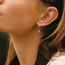 Marisol Gold Turquoise Drop Hoop Earrings, view 3
