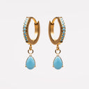 Marisol Gold Turquoise Drop Hoop Earrings, view 4