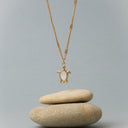 Mabel Mother of Pearl Turtle Charm Necklace, view 3