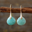 Nerine amazonite gold drop earrings for women