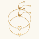 Celeste Gold Heart Bracelet Set in 18k gold plated stainless steel