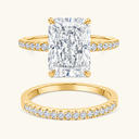 Isla Gold Radiant Bridal Ring Set in 18k gold plated stainless steel