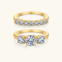 Lucia Gold Three Stone Ring Set in 18k gold plated stainless steel