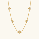 Mae Gold Clover Station Necklace in 18k gold plated stainless steel