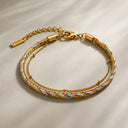 Theodora Layered Green and Gold Beaded Bracelet, view 3