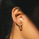 Sabrina Beaded White Stone Huggie Hoop Earrings