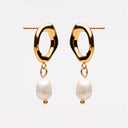Larissa Gold Freshwater Pearl Hoop Earrings, view 2