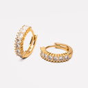 Eleni Gold Zircon Small Hoop Earrings, view 2