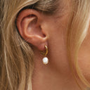 Rosalind Hammered Freshwater Pearl Hoop Earrings