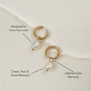 Rosalind Hammered Freshwater Pearl Hoop Earrings, view 2