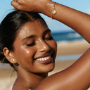 Elaine Gold Sun Stud Earrings, view 6