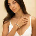 Anastasia Gold Bangle with White Enamel, view 6