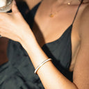 Anastasia Gold Bangle with White Enamel, view 4