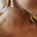 Bettina White Enamel Beaded Choker Necklace, view 10