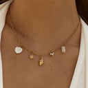 Ingrid Gold Seashell Charm Choker Necklace, view 4